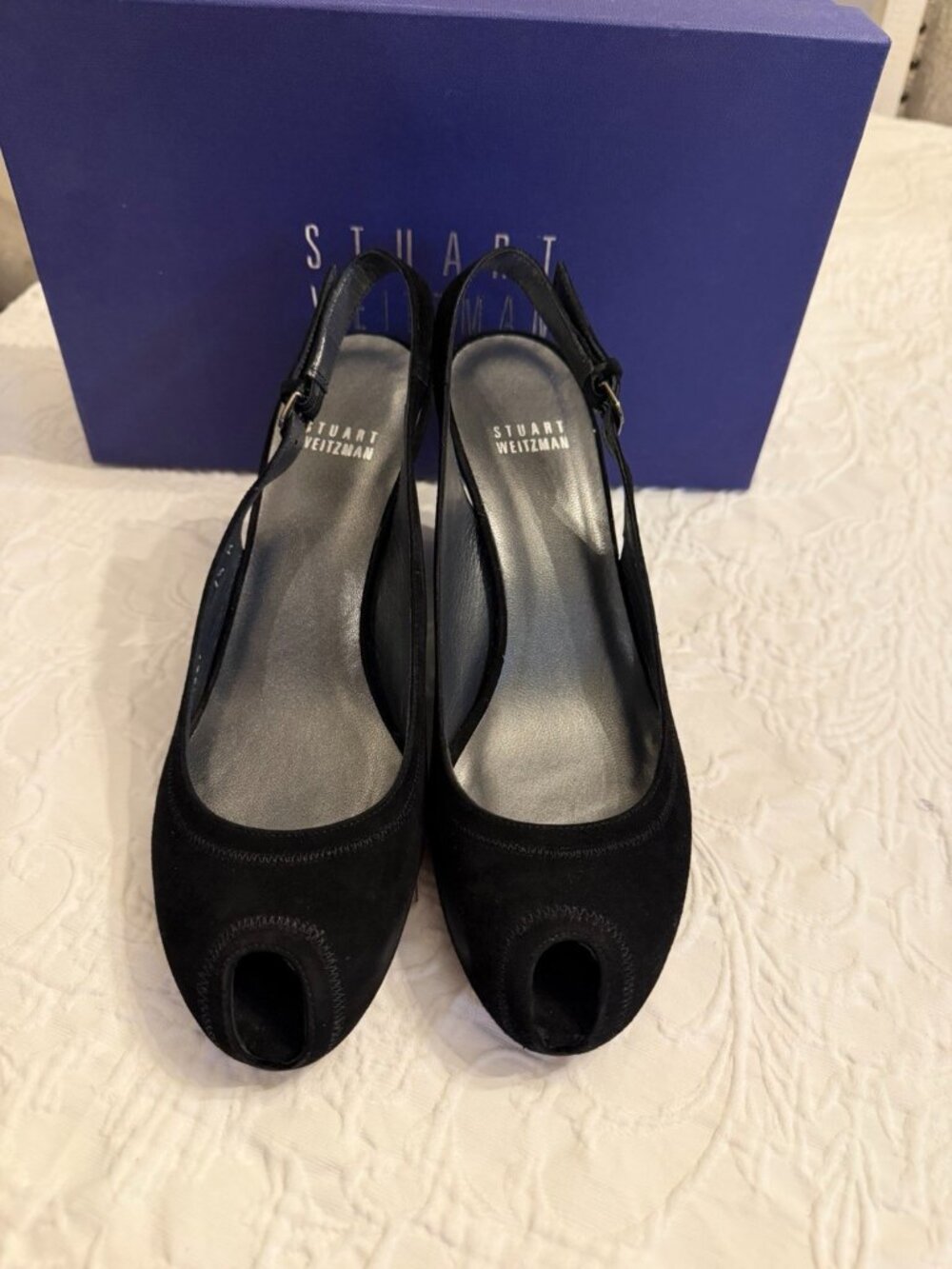 STUART WEITZMAN PEAKOSLING WEDGES BLACK SUEDE - Picture 5 of 8